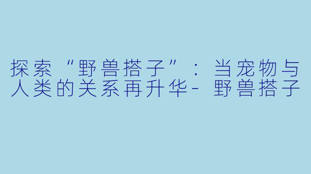 探索“野兽搭子”：当宠物与人类的关系再升华-野兽搭子