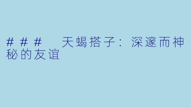 ### 天蝎搭子:深邃而神秘的友谊