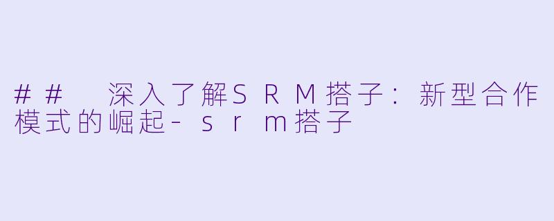 ## 深入了解SRM搭子：新型合作模式的崛起-srm搭子