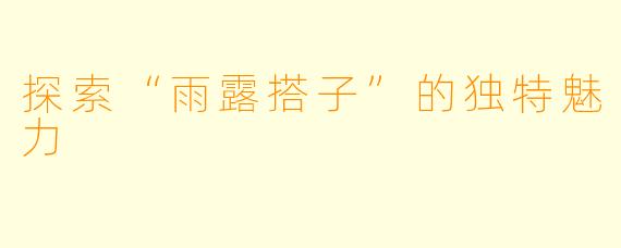 探索“雨露搭子”的独特魅力