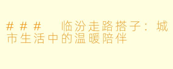### 临汾走路搭子：城市生活中的温暖陪伴
