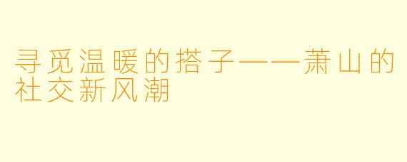 寻觅温暖的搭子——萧山的社交新风潮