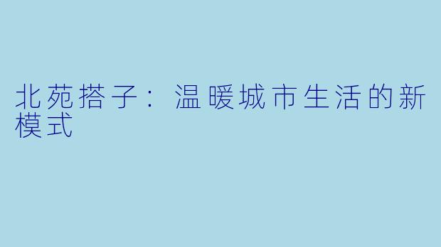 北苑搭子：温暖城市生活的新模式