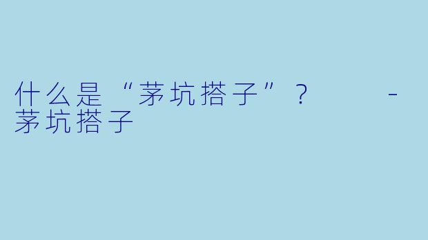 什么是“茅坑搭子”？  
