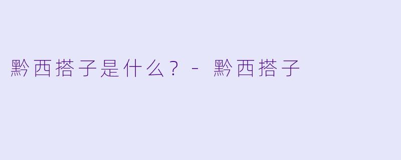 黔西搭子是什么？