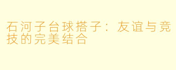 石河子台球搭子：友谊与竞技的完美结合