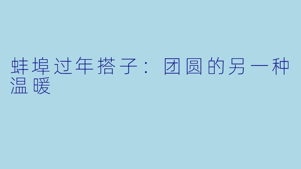 蚌埠过年搭子：团圆的另一种温暖