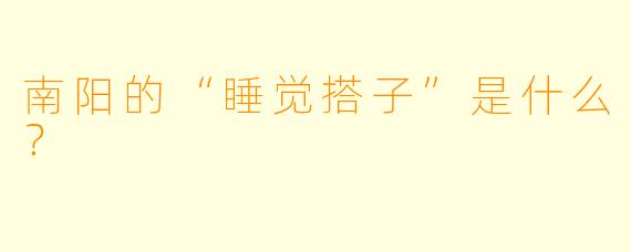 南阳的“睡觉搭子”是什么？