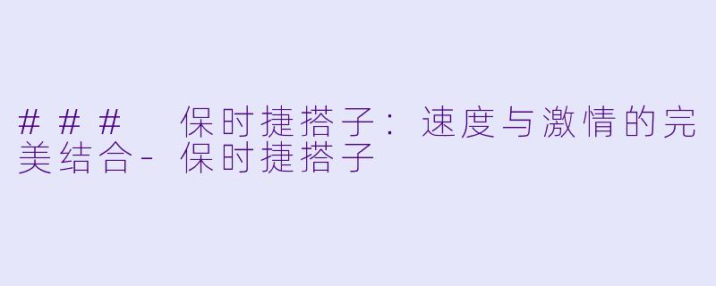 ### 保时捷搭子:速度与激情的完美结合