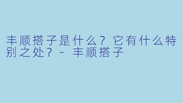 丰顺搭子是什么?它有什么特别之处?
