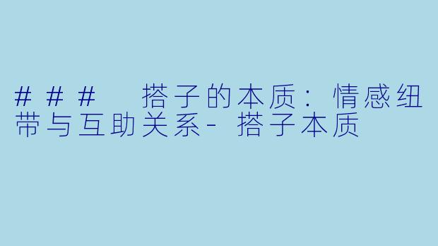 ### 搭子的本质：情感纽带与互助关系-搭子本质