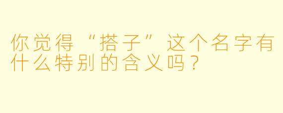你觉得“搭子”这个名字有什么特别的含义吗？