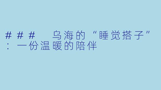 ### 乌海的“睡觉搭子”：一份温暖的陪伴