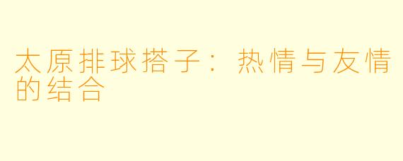 太原排球搭子：热情与友情的结合