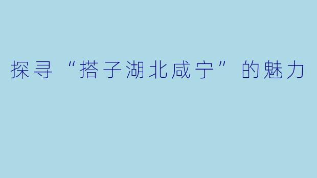 探寻“搭子湖北咸宁”的魅力