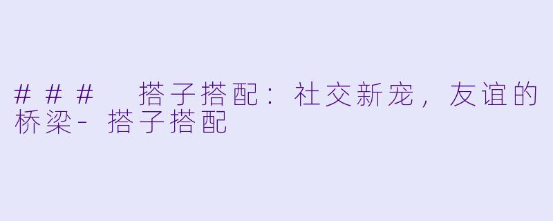 ### 搭子搭配:社交新宠,友谊的桥梁