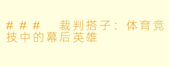 ### 裁判搭子:体育竞技中的幕后英雄