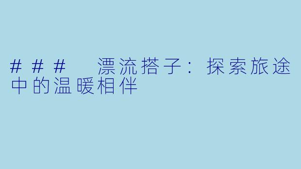 ### 漂流搭子：探索旅途中的温暖相伴