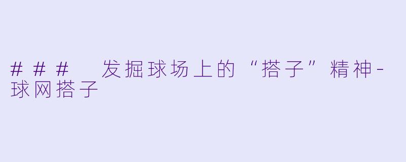 ### 发掘球场上的“搭子”精神-球网搭子