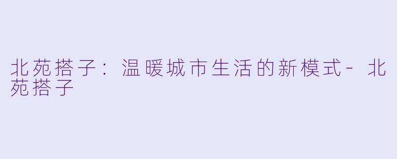 北苑搭子:温暖城市生活的新模式