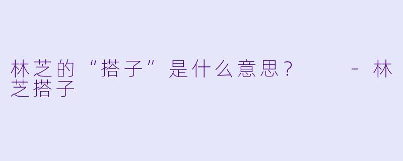 林芝的“搭子”是什么意思？  