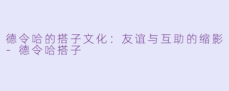 德令哈的搭子文化:友谊与互助的缩影