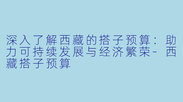 深入了解西藏的搭子预算:助力可持续发展与经济繁荣
