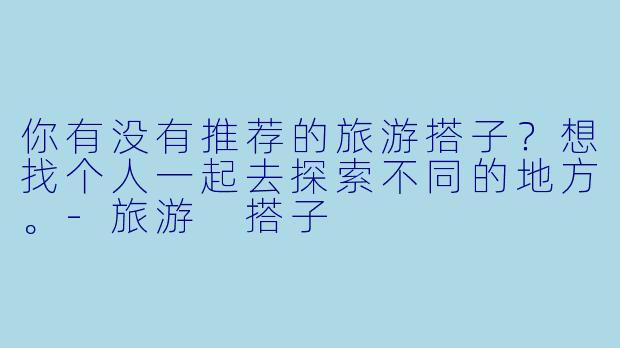 你有没有推荐的旅游搭子?想找个人一起去探索不同的地方。