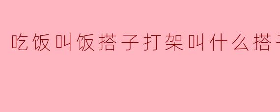 吃饭叫饭搭子打架叫什么搭子