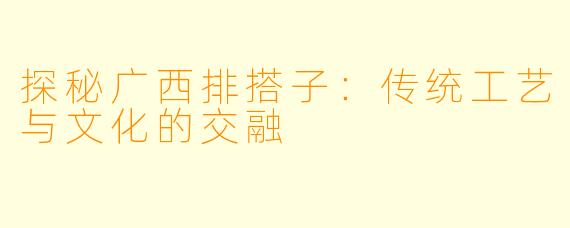探秘广西排搭子:传统工艺与文化的交融