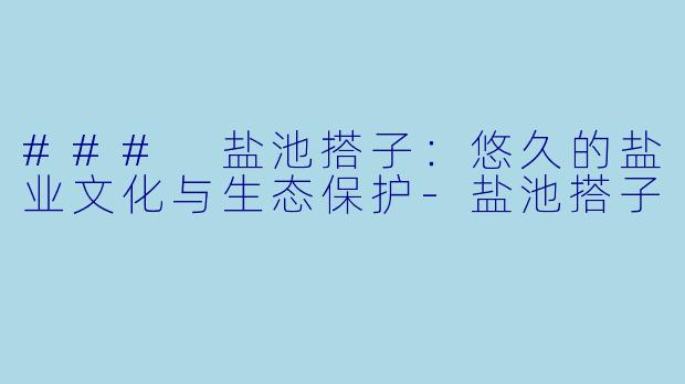 ### 盐池搭子:悠久的盐业文化与生态保护