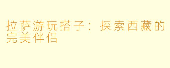 拉萨游玩搭子：探索西藏的完美伴侣