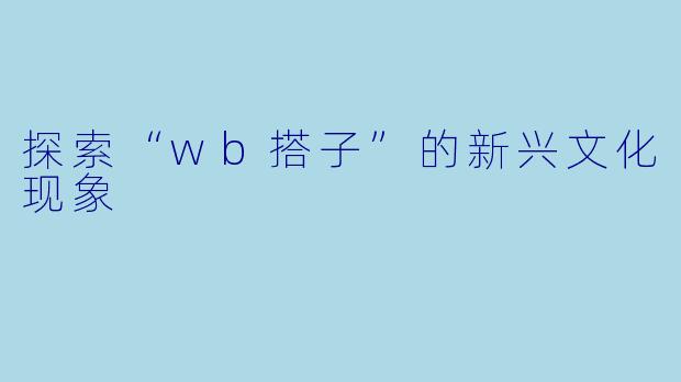 探索“wb搭子”的新兴文化现象