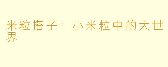 米粒搭子：小米粒中的大世界