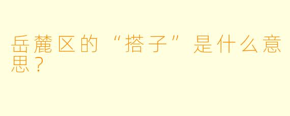 岳麓区的“搭子”是什么意思？