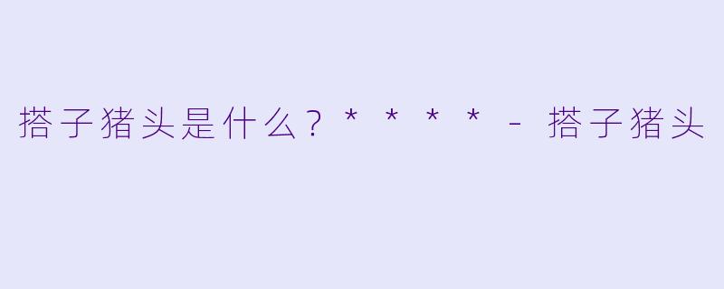 搭子猪头是什么？****