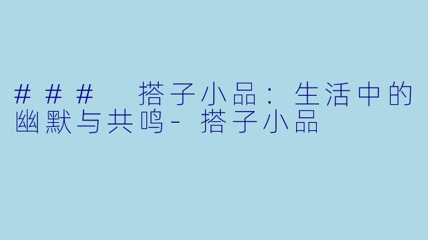 ### 搭子小品：生活中的幽默与共鸣-搭子小品