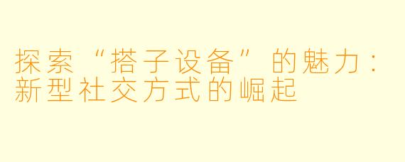 探索“搭子设备”的魅力:新型社交方式的崛起