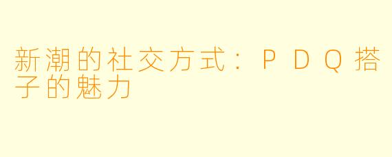 新潮的社交方式：PDQ搭子的魅力