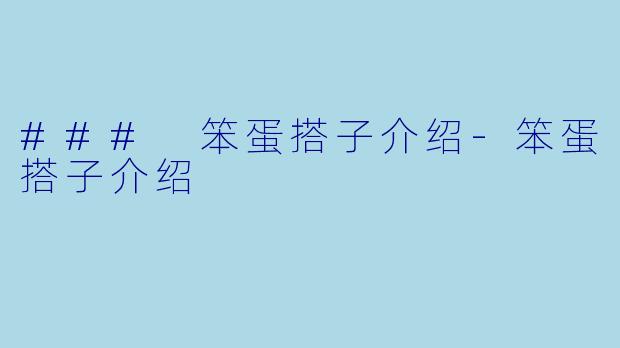 ### 笨蛋搭子介绍