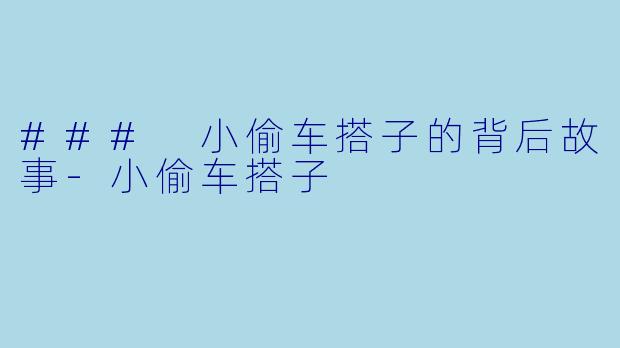 ### 小偷车搭子的背后故事-小偷车搭子