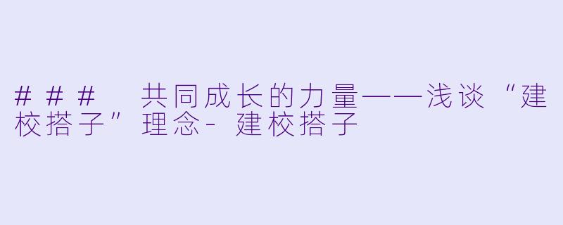 ### 共同成长的力量——浅谈“建校搭子”理念