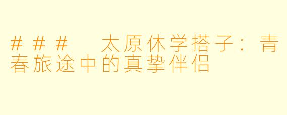 ### 太原休学搭子:青春旅途中的真挚伴侣