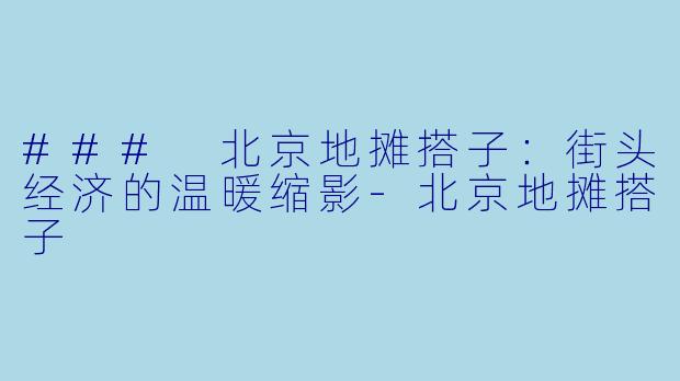 ### 北京地摊搭子：街头经济的温暖缩影-北京地摊搭子