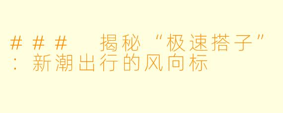 ### 揭秘“极速搭子”:新潮出行的风向标