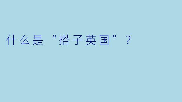 什么是“搭子英国”？  
