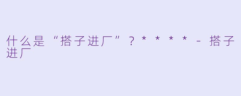 什么是“搭子进厂”？****