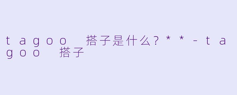 tagoo 搭子是什么？**