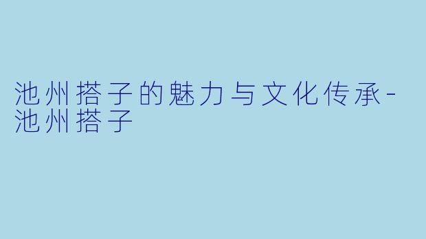 池州搭子的魅力与文化传承-池州搭子