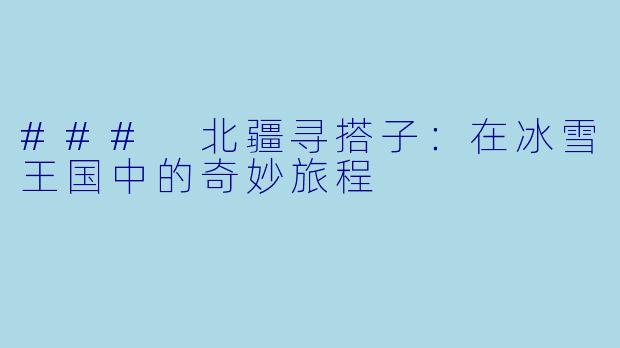 ### 北疆寻搭子:在冰雪王国中的奇妙旅程